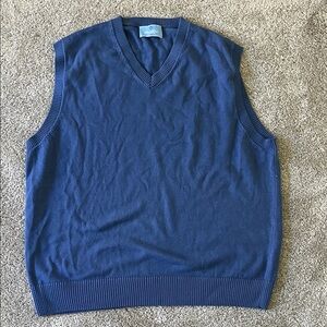 Men's V-Neck Blue Sweater Vest Pima cotton size XL